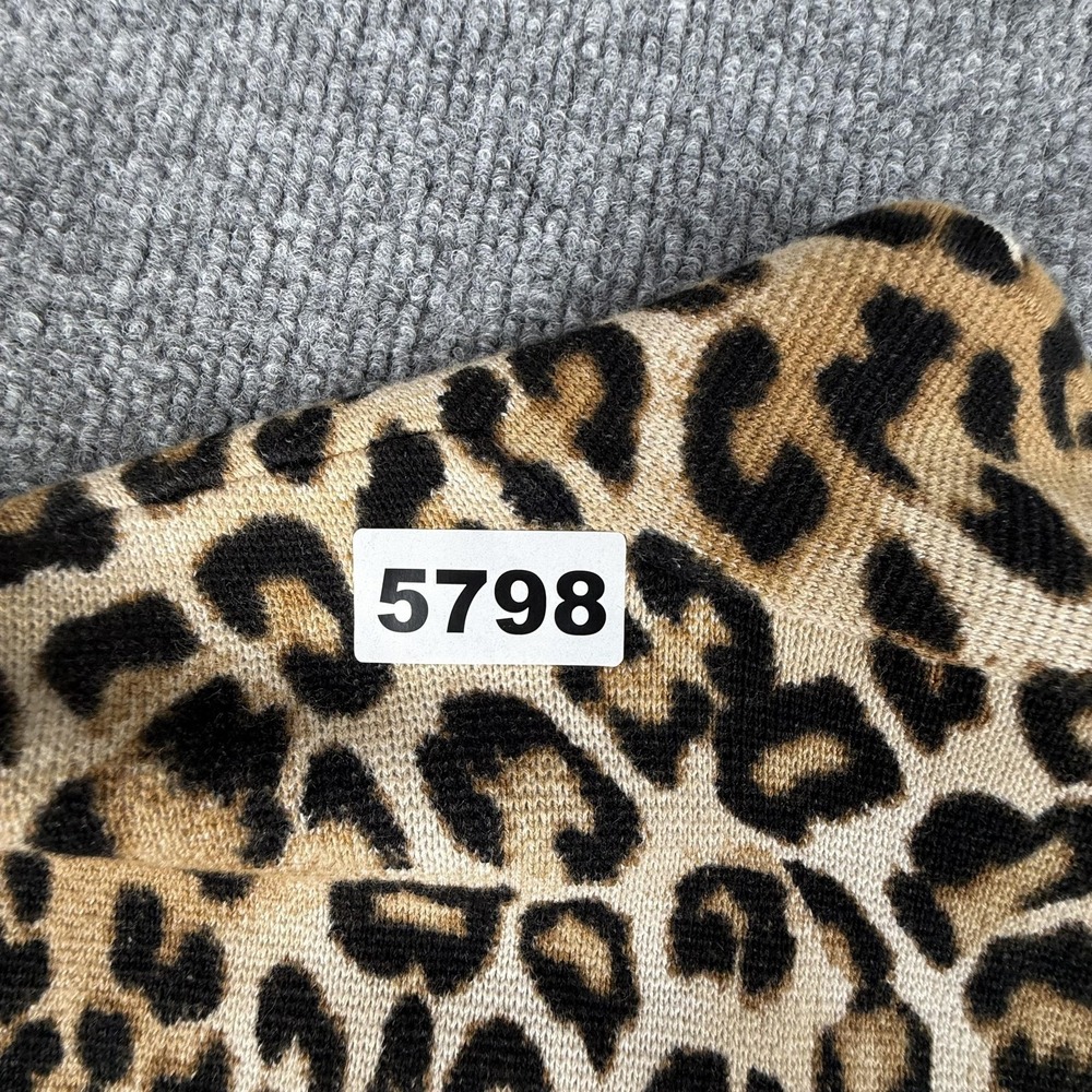 Chicos Cardigan Sweater Womens 2 Brown Leopard Print Button Front Stretch Knit - Picture 12 of 12
